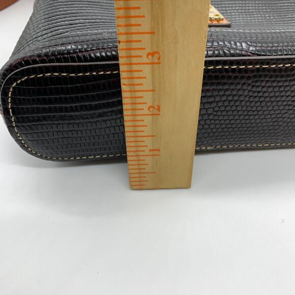 Dooney & Bourke Leather Crossbody Purse Lizard Embossed Letter Carrier Bordeaux - Picture 6 of 15